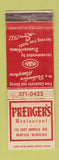 Matchbook Cover - Prenger's Restaurant Norfolk NE WORN
