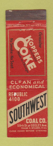 Matchbook Cover - Koppers Coke Coal Southwest Coal WORN