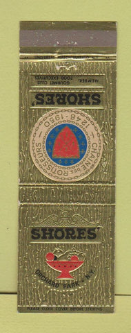 Matchbook Cover - Shores' Restaurant Orchard Park NY