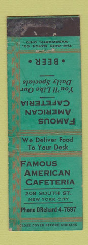 Matchbook Cover - Famous American Cafeteria New York City