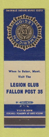 Matchbook Cover - American Legion Fallon Post Baker MT
