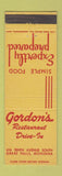 Matchbook Cover - Gordon's Restaurant Drive In Great Falls MT