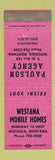 Matchbook Cover - Westana Mobile Homes Missoula MT Paulson Insurance PINK