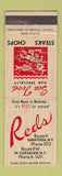 Matchbook Cover - Reds Restaurant Seafood Saratoga NY West Coxsackie