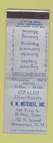 Matchbook Cover - Ozalid Distributors RM Metcalfe Albuquerque NM Photostat