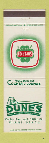Matchbook Cover - Dunes Motel Miami Beach FL Superior Motels