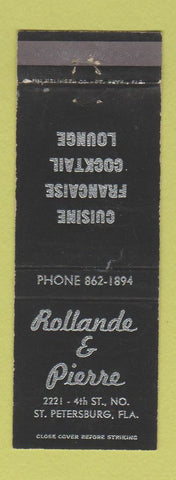 Matchbook Cover - Rollande & Pierre French Restaurant St Petersburg FL