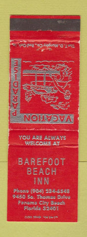 Matchbook Cover - Barefoot Beach Inn Panama City Beach FL RED
