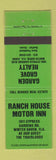Matchbook Cover - Ranch House Motor Inn Winter Haven FL Garden Grove Realty