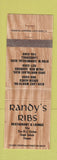 Matchbook Cover - Randy's Ribs BBQ Lauderhill Palm Beach Gardens FL