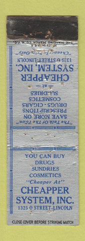 Matchbook Cover - Cheapper System Drugs Lincoln NE POOR PINHOLES