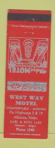 Matchbook Cover - West Way Motel Alliance NE