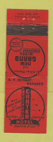 Matchbook Cover - Carter Hotel Hastings NE