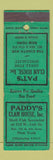 Matchbook Cover - Paddy's Clam House New York City WEAR