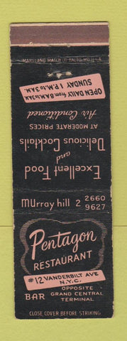 Matchbook Cover - Pentagon Restaurant New York City