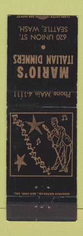 Matchbook Cover - Mario's Italian Dinners Seattle WA