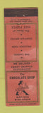 Matchbook Cover - The Chocolate Shop Madison WI WORN