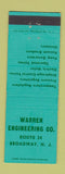 Matchbook Cover - Warren Engineering Broadway NJ