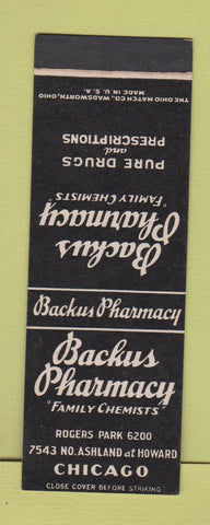 Matchbook Cover - Backus Drug Chicago IL SAMPLE