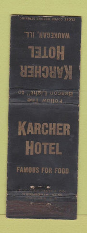 Matchbook Cover - Karcher Hotel Waukegan IL WEAR