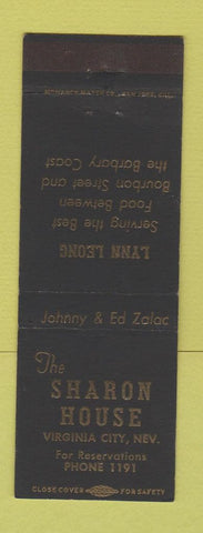 Matchbook Cover - Sharon House Virginia City NV low phone # BLACK