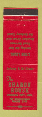 Matchbook Cover - Sharon House Virginia City NV low phone # RED