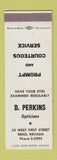 Matchbook Cover - D Perkins Opticians Reno NV