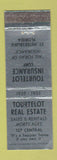 Matchbook Cover - Tourtelot Insurance St Petersburg FL 1953 WEAR