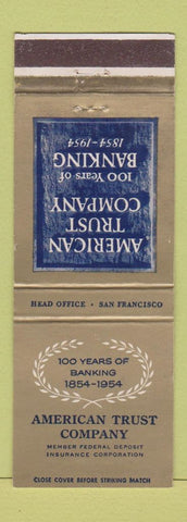 Matchbook Cover - American Trust Company San Francisco CA 1954 WEAR