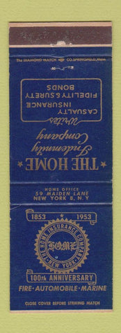 Matchbook Cover - Home Insurance Company New York City 1953