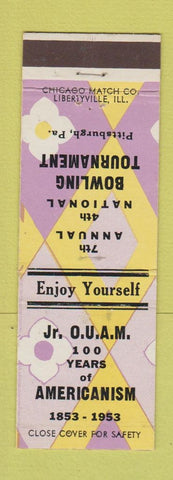 Matchbook Cover - Jr OUAM Bowling Tournament Pittsburgh PA 1953