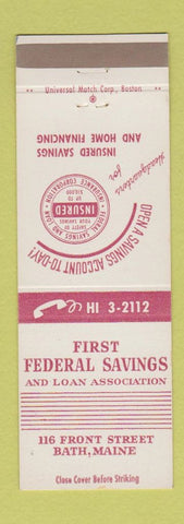 Matchbook Cover - First Federal Savings and Loan Bath ME