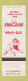Matchbook Cover - Runway 66 Strip Club Mississauga ON girlie