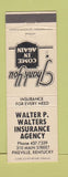 Matchbook Cover - Walter Walters Insurance Pikeville KY