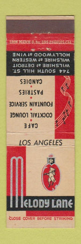 Matchbook Cover - Melody Lane Hollywood Los Angeles CA pig deco