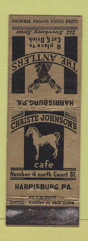 Matchbook Cover - Antlers Chaiste Johnson's Harrisburg PA WORN