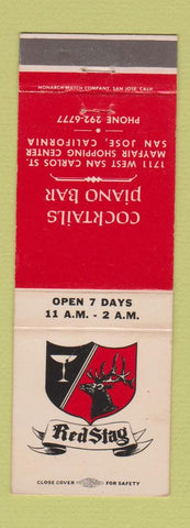 Matchbook Cover - Red Stag Piano Bar San Jose CA