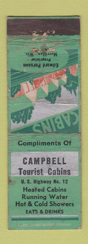 Matchbook Cover - Campbell Tourist Cabins Merrillan WI POOR