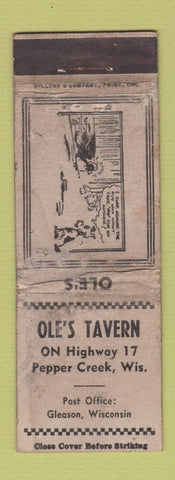 Matchbook Cover - Ole's Tavern Gleason WI POOR