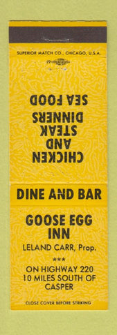 Matchbook Cover - Goose Egg Inn Capser WY YELLOW