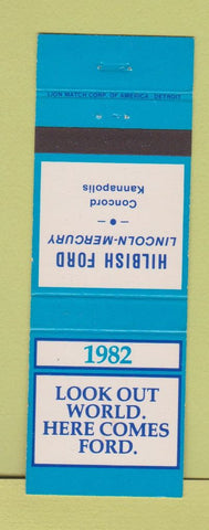 Matchbook Cover - 1982 Ford Hilbish Lincoln Mercury Concord Kannapolis NC