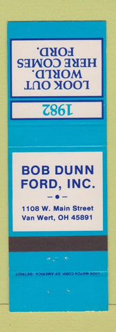 Matchbook Cover - 1982 Ford Bob Dunn Van Wert OH