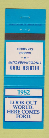 Matchbook Cover - 1982 Ford Hilbish Lincoln Mercury Concord Kannapolis NC
