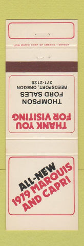 Matchbook Cover - 1979 Marquis Capri Thompson Ford Reedsport OR
