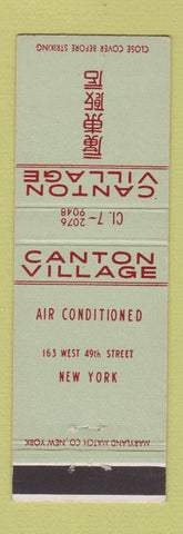 Matchbook Cover - Canton Village Restaurant Chinese New York City