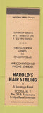 Matchbook Cover - Harold's Hair Styling Scotia NY
