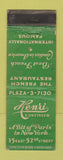 Matchbook Cover - Henri Restaurant French New York City POOR