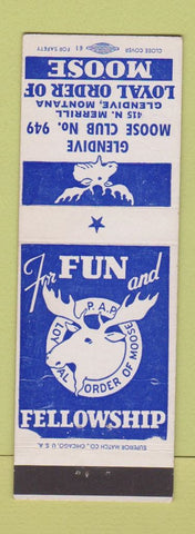 Matchbook Cover - Moose Lodge Glendive MT