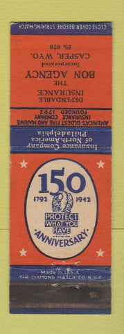 Matchbook Cover - Insurance of North American Bon Agency Casper WY
