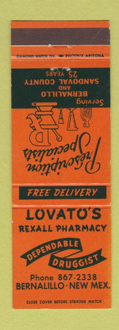 Matchbook Cover - Lovato's Rexall Drug Bernalillo NM